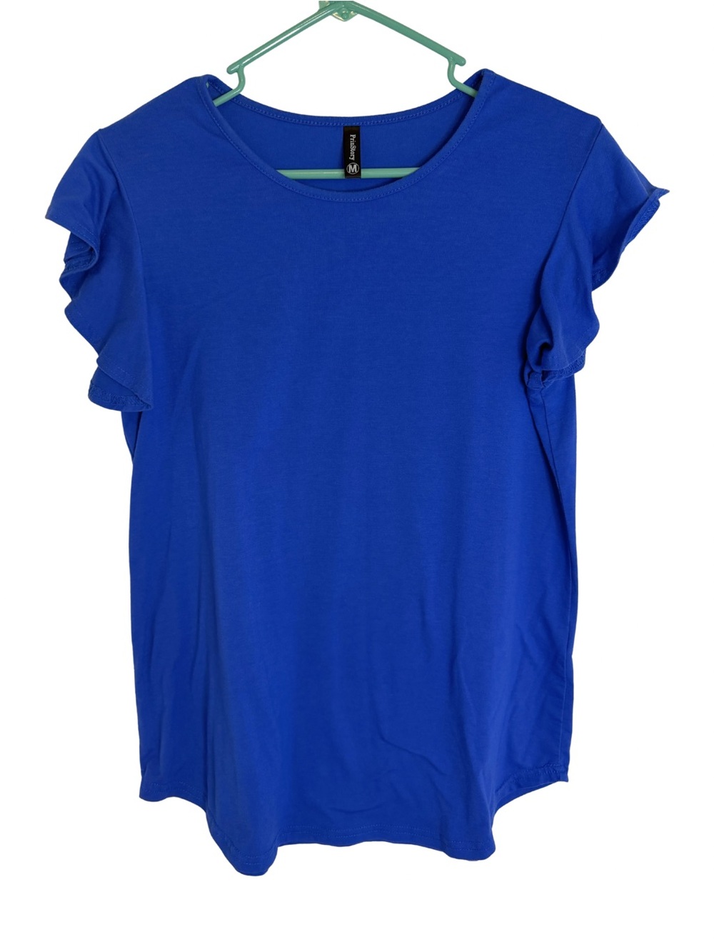 3/$20 Prinstory Royal Blue Ruffle Sleeve Short Sleeve Tee